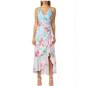Anthropologie Adelyn Rae Floral-Print Ruffle High-Low Wrap Dress New Size Medium
